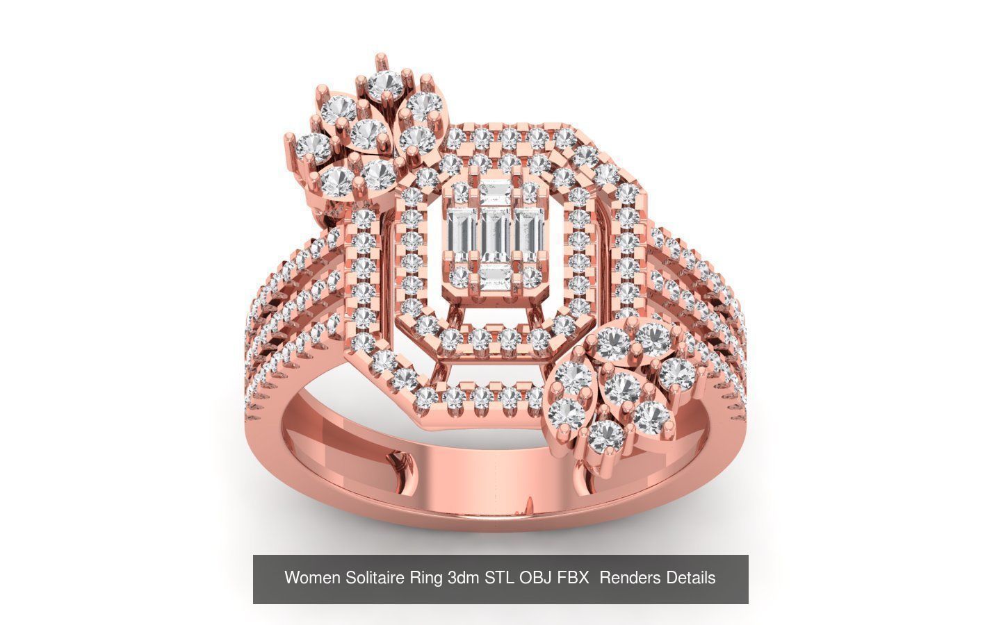 151 Solitaire Rings 3dm STL OBJ FBX  Renders Details Collection _76