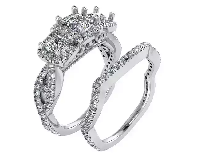 Solitaire Diamond Twisted Ring With Band 1960 3D print model 3D print model