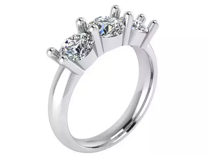 3-Stone round Diamond ring 1961 3D print model