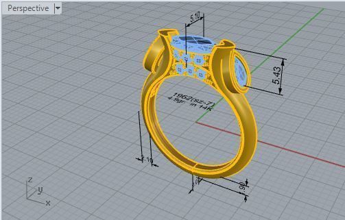 Fashion design Diamond ring 1962   3D print model 3D print model_7