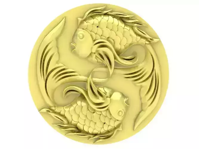 Yin Yang Golden Fish Pendant 3881 3D print model
