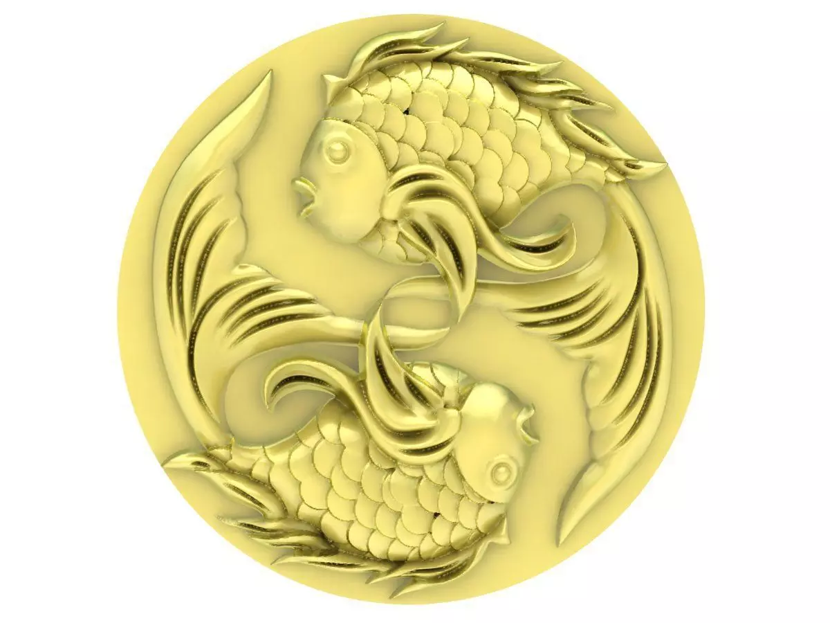 Yin Yang Koi Fish Symbolic Pendant 3881 3D print model
