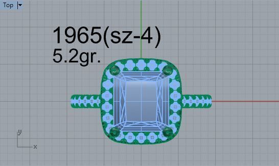 Big Diamond stone ring 1965 3D print model 3D print model_4