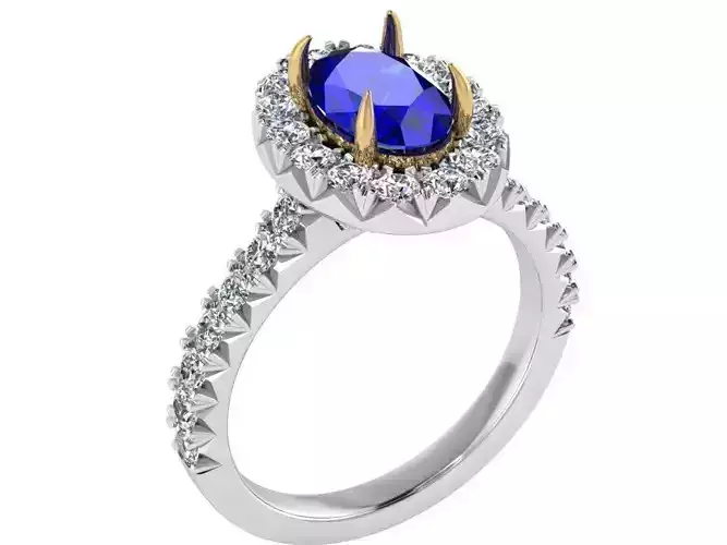 Oval Halo Cathedral Ring 1969 3D print model