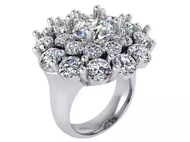 Flower Diamond ring 1970 3D print model