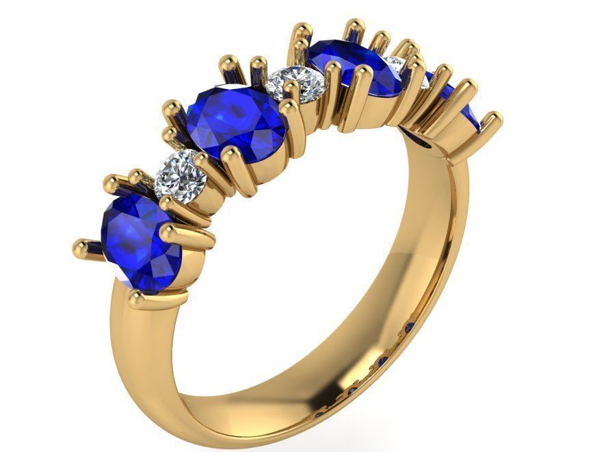 4-Stone Blue Diamond ring 1972 3D print model 3D print model_1