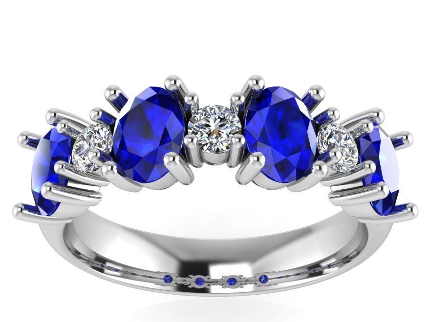 4-Stone Blue Diamond ring 1972 3D print model 3D print model_2