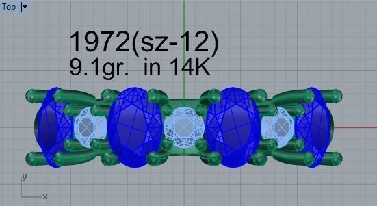 4-Stone Blue Diamond ring 1972 3D print model 3D print model_4