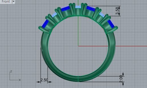 4-Stone Blue Diamond ring 1972 3D print model 3D print model_5