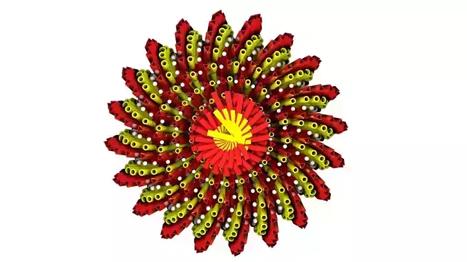 Abstract design dynamic flowers matrix 3D model