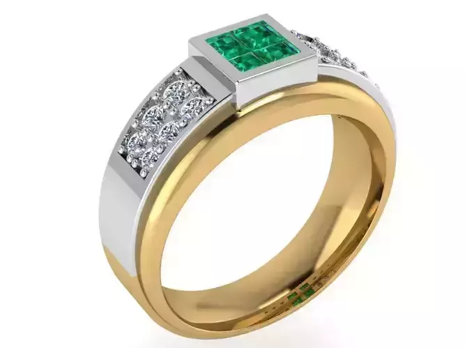 Green and White diamond stone ring 1976 3D print model 