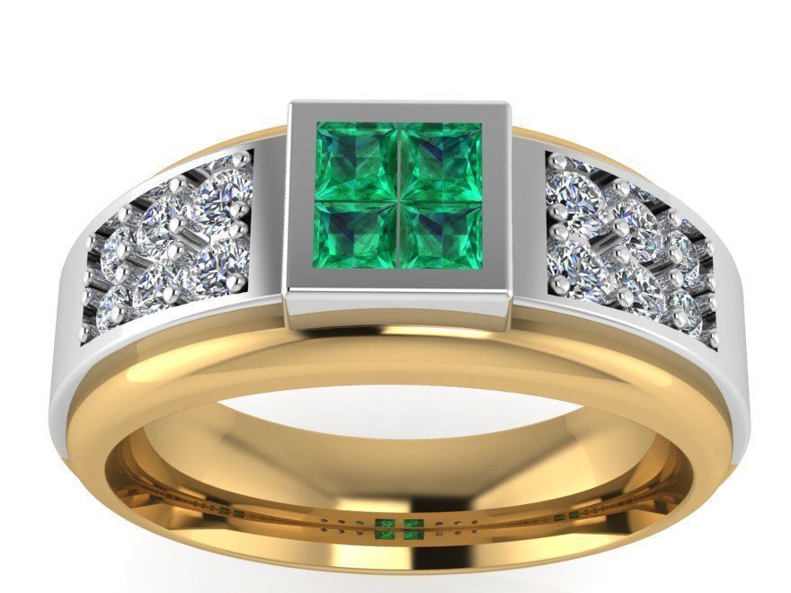 Green and White diamond stone ring 1976 3D print model  3D print model_1