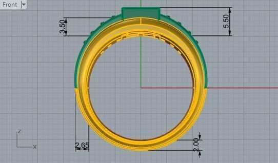Green and White diamond stone ring 1976 3D print model  3D print model_5