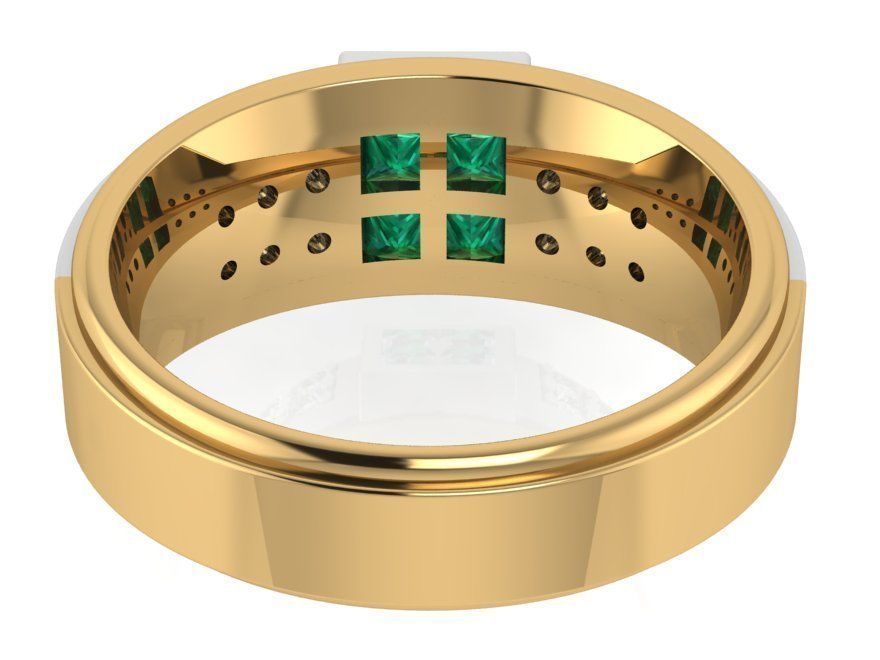 Green and White diamond stone ring 1976 3D print model  3D print model_3