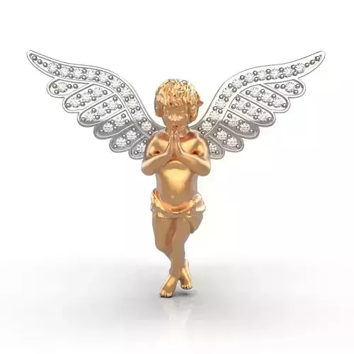 Pendant angel with wings in stones