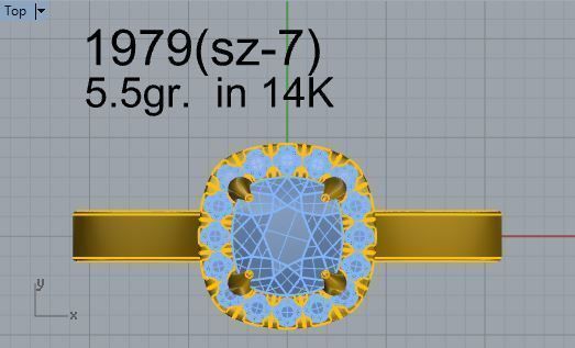 Big Diamond stone ring 1979 3D print model 3D print model_4