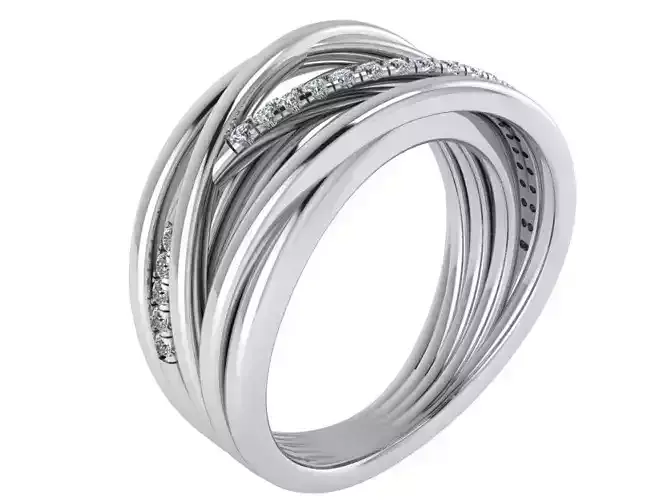 Round Diamond wide ring 1980 3D print model