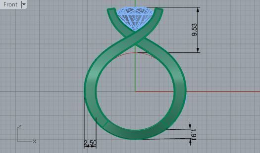 Halo twisted Diamond ring 1981 3D print model 3D print model_5