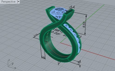 Halo twisted Diamond ring 1981 3D print model 3D print model_7
