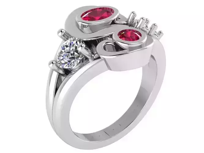 Round Emerald With Diamond Frame Ring 1983 3D print model