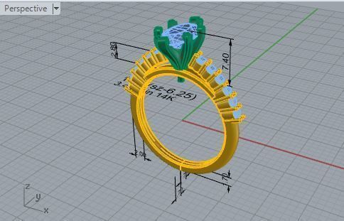 Fashion diamond ring 1990 3D print model 3D print model_7
