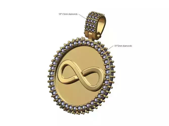 Iced infinity diamond pendant with bail 