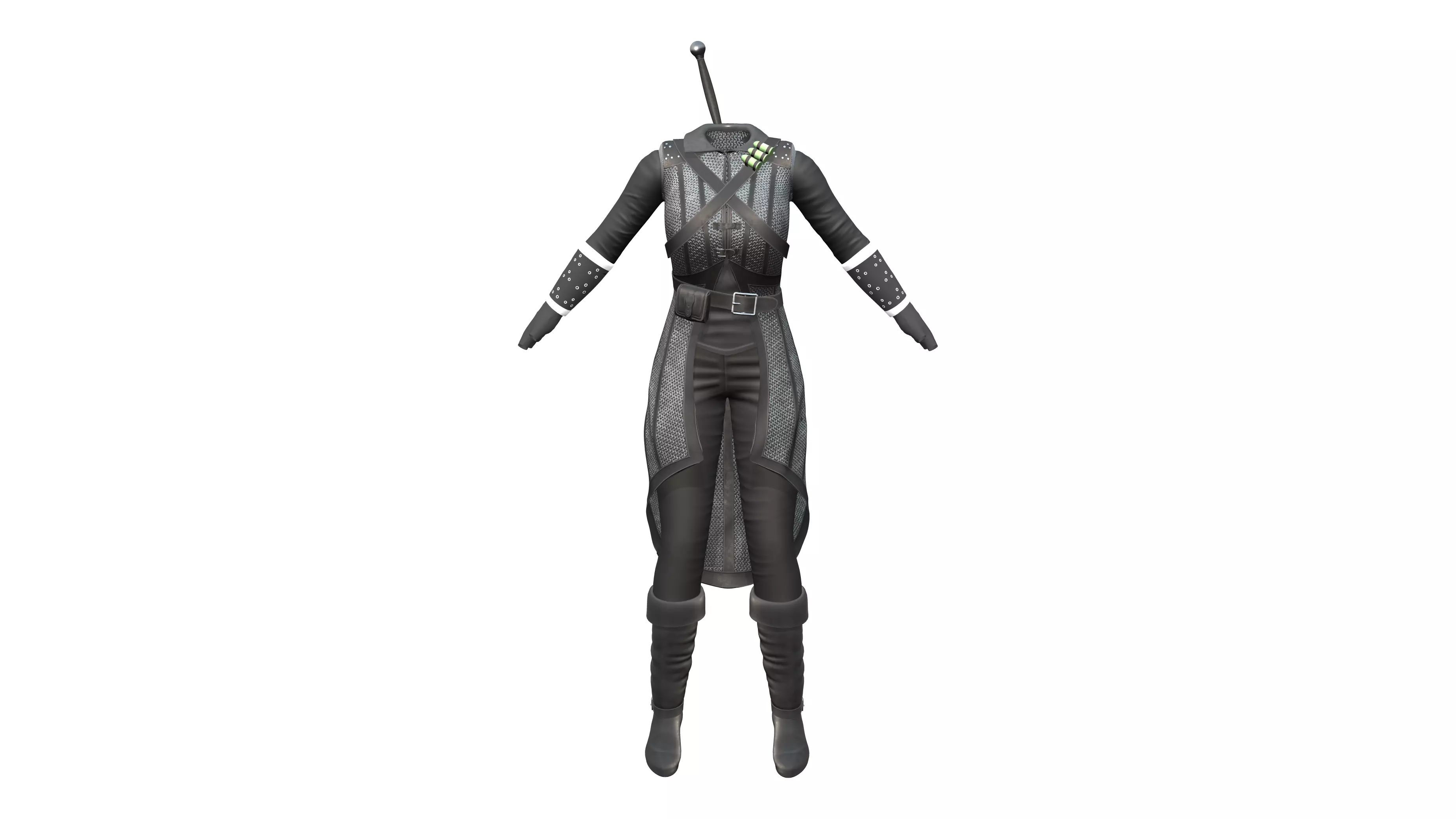 Warrior Fighter Black Outfit Low-poly 3D model