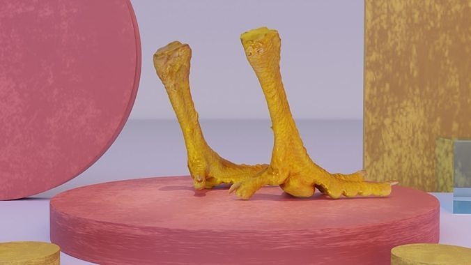 Pair chicken feet high-poly 3D model 6