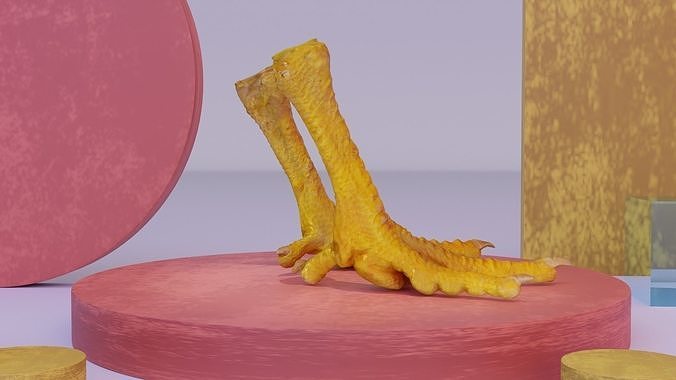 Pair chicken feet high-poly 3D model 5