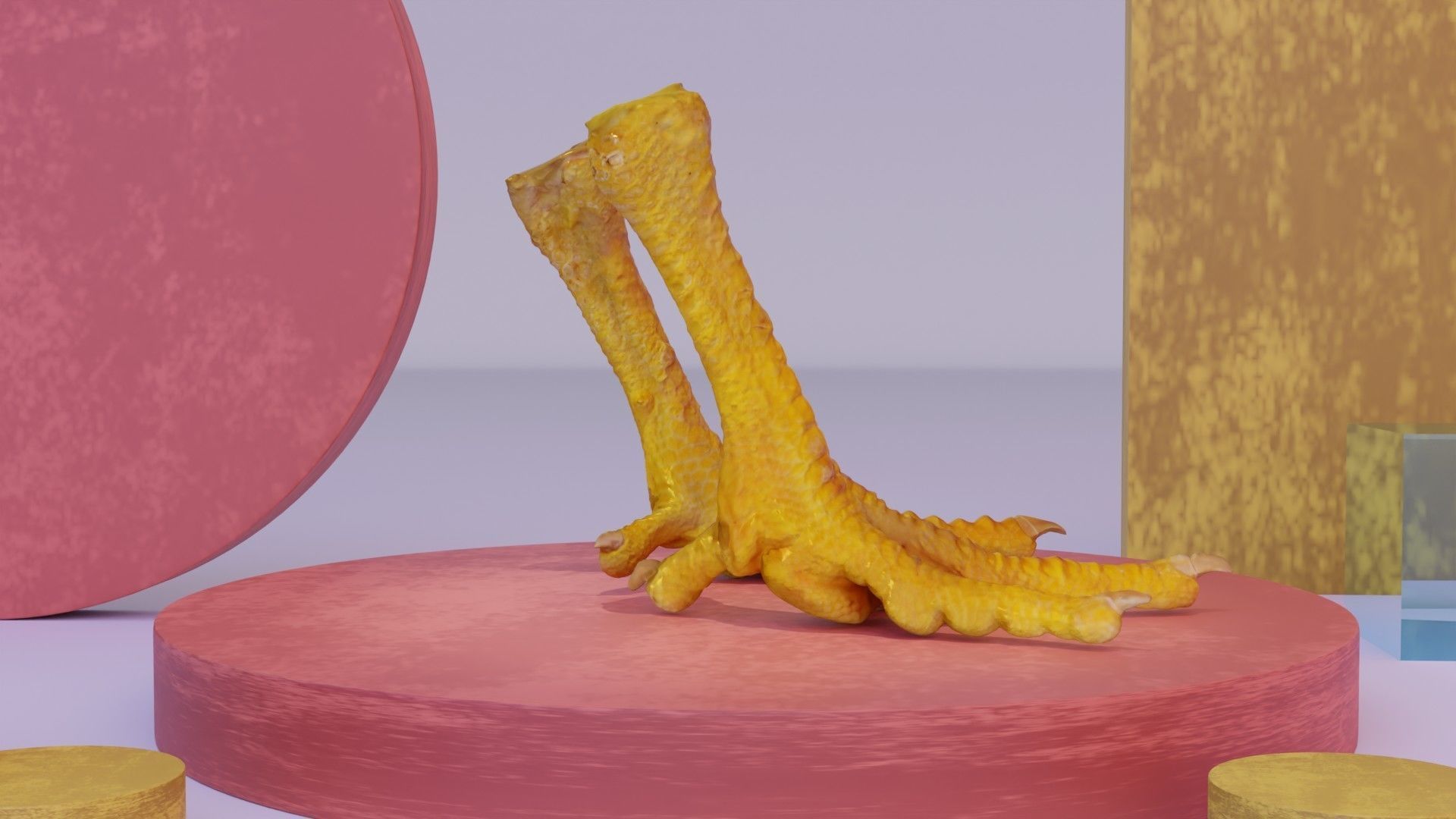 Pair chicken feet high-poly 3D model_4