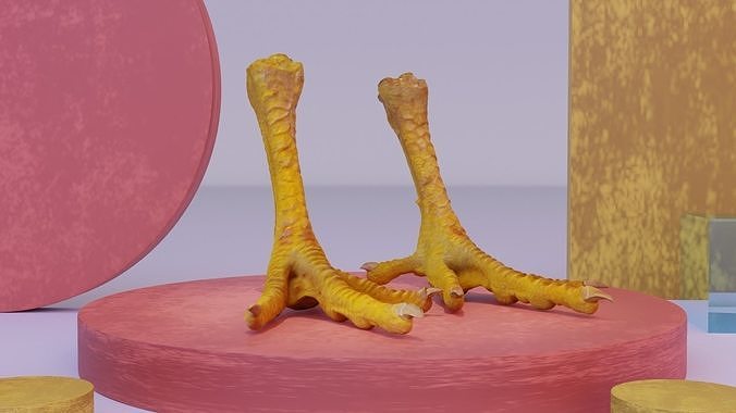 Pair chicken feet high-poly 3D model 3