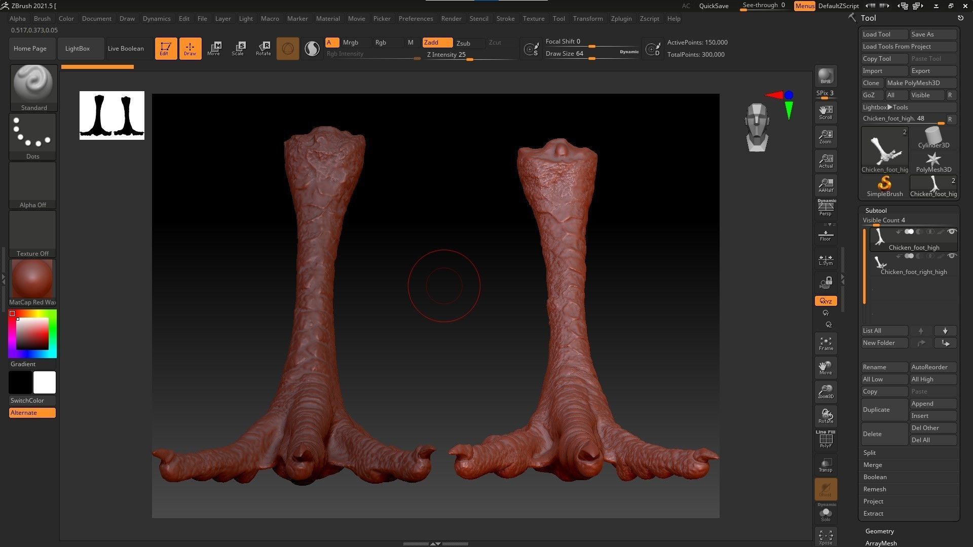 Pair chicken feet high-poly 3D model_32