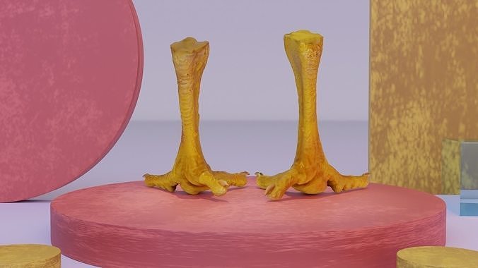 Pair chicken feet high-poly 3D model 7