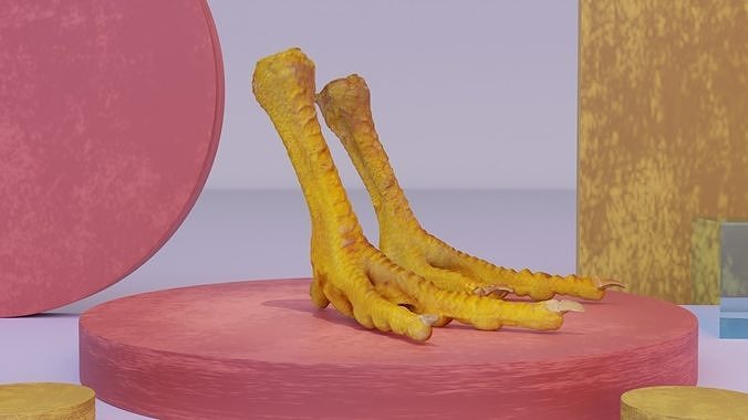 Pair chicken feet high-poly 3D model 4