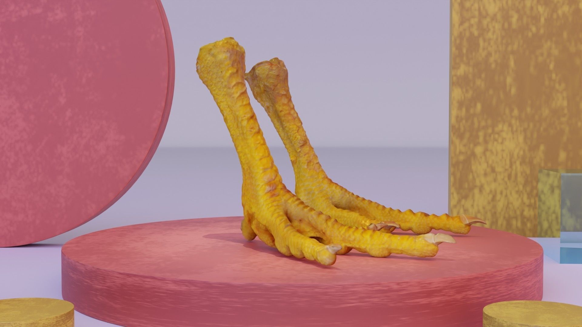 Pair chicken feet high-poly 3D model_3