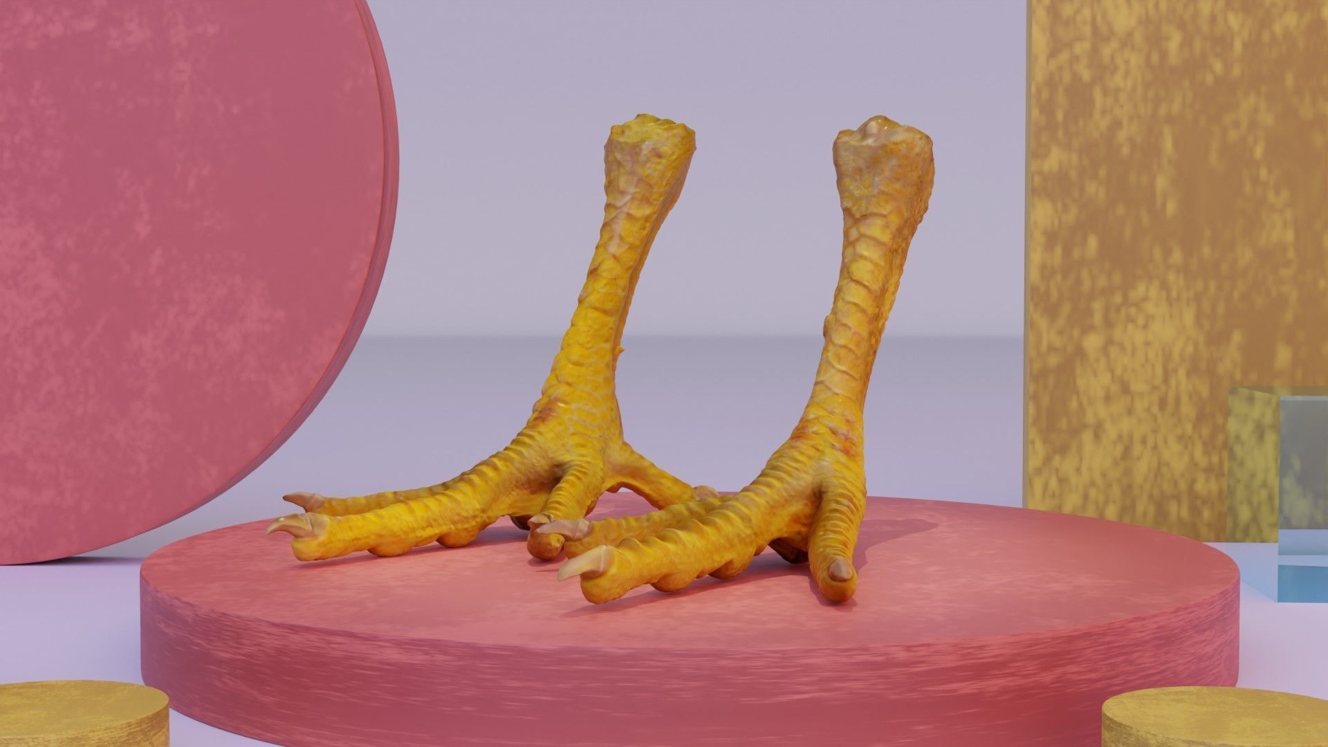 Pair chicken feet high-poly 3D model_10