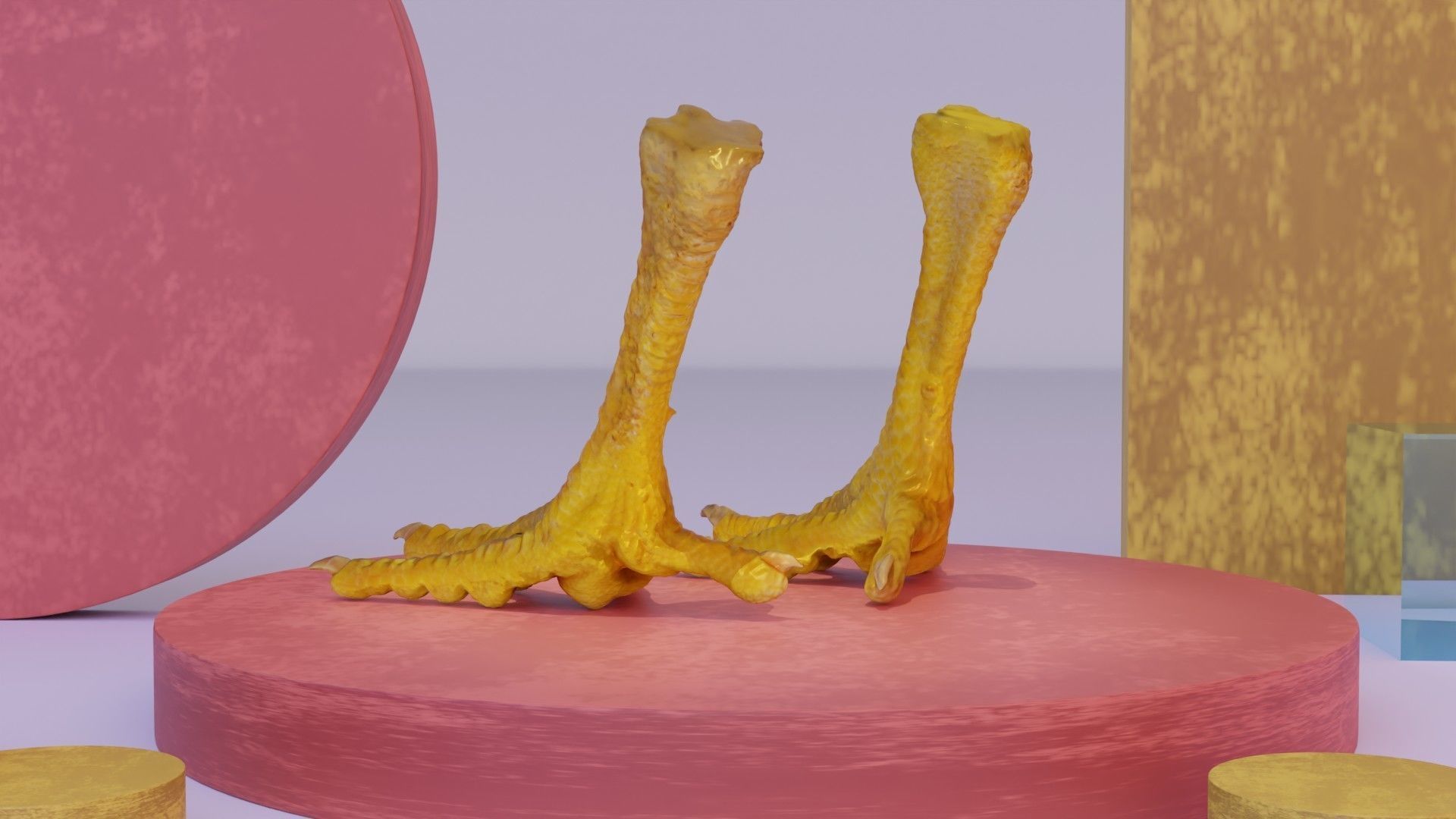 Pair chicken feet high-poly 3D model_7