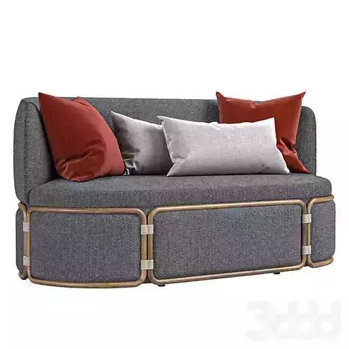 ROTIN 2 seater fabric sofa
