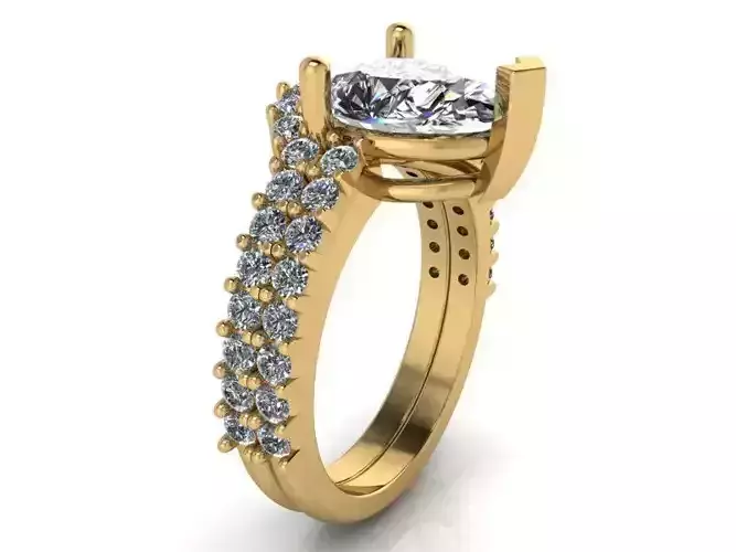 Oval Diamond ring with Band 2003 3D print model