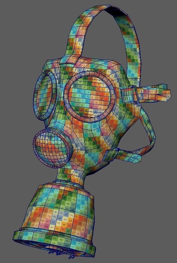 Gas Mask Low-poly 3D model_7