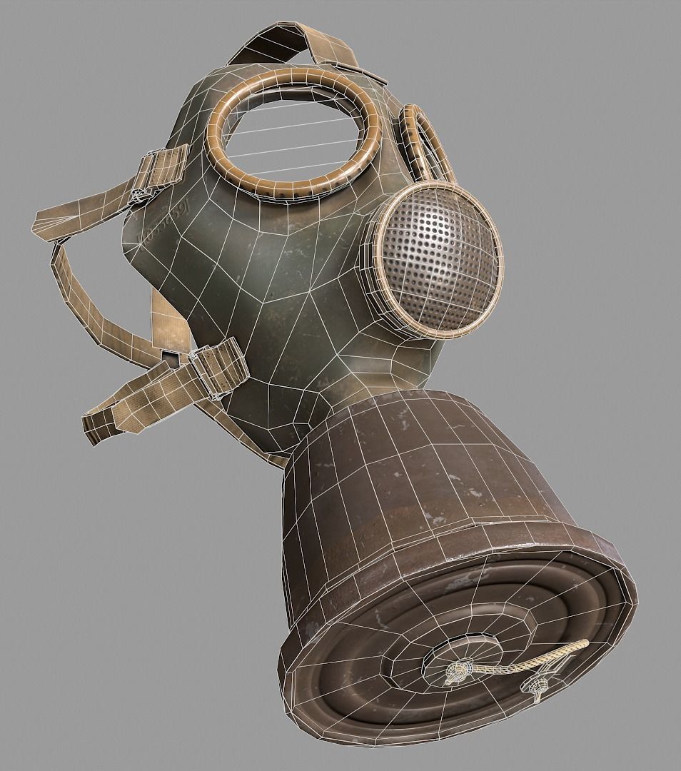 Gas Mask Low-poly 3D model_14