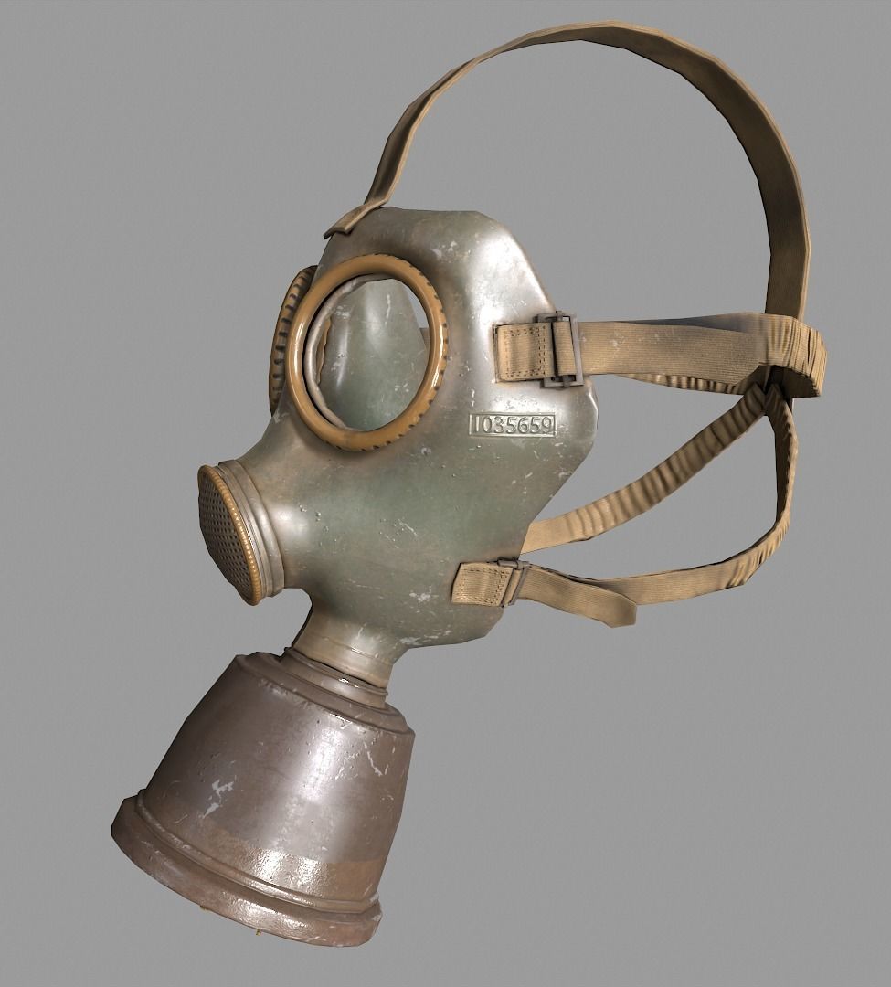 Gas Mask Low-poly 3D model_2