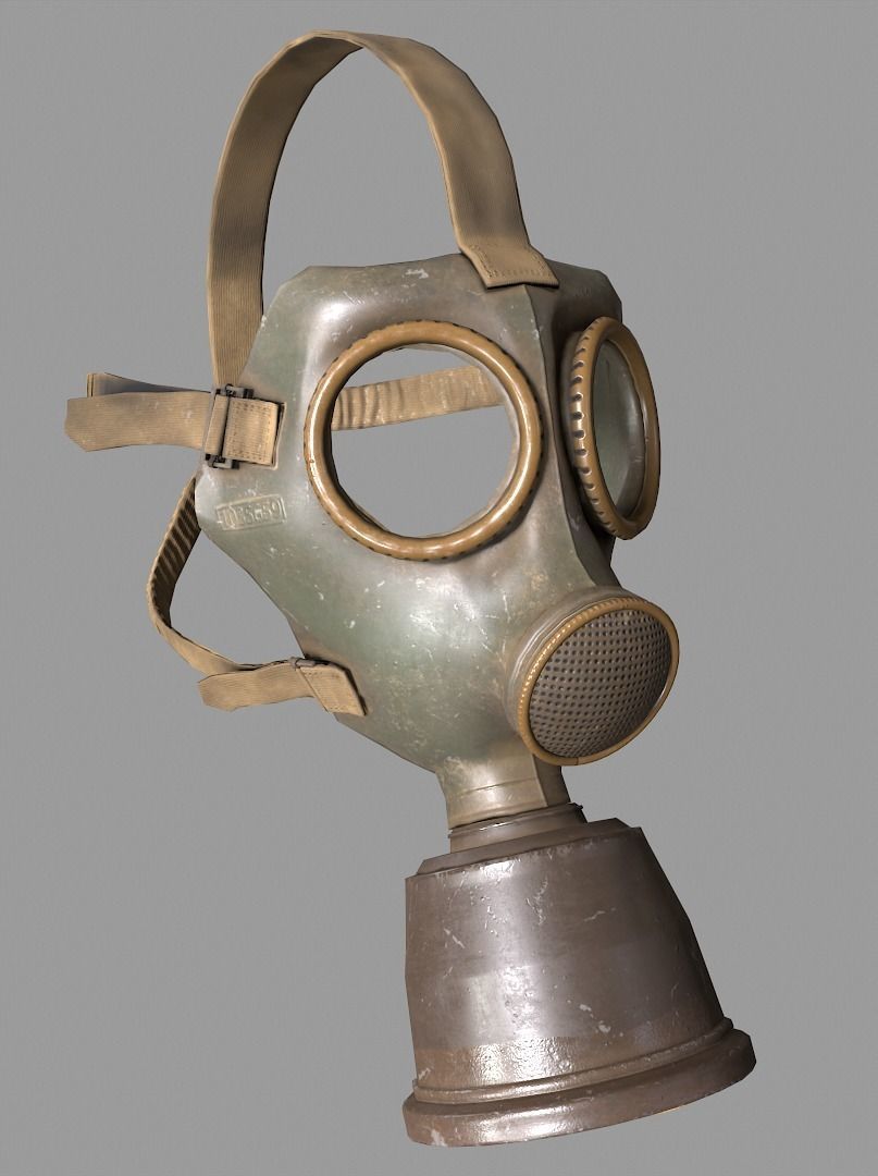 Gas Mask Low-poly 3D model_4