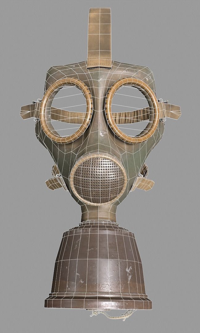 Gas Mask Low-poly 3D model_11