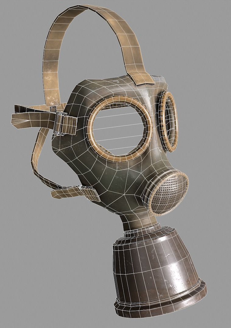 Gas Mask Low-poly 3D model_12