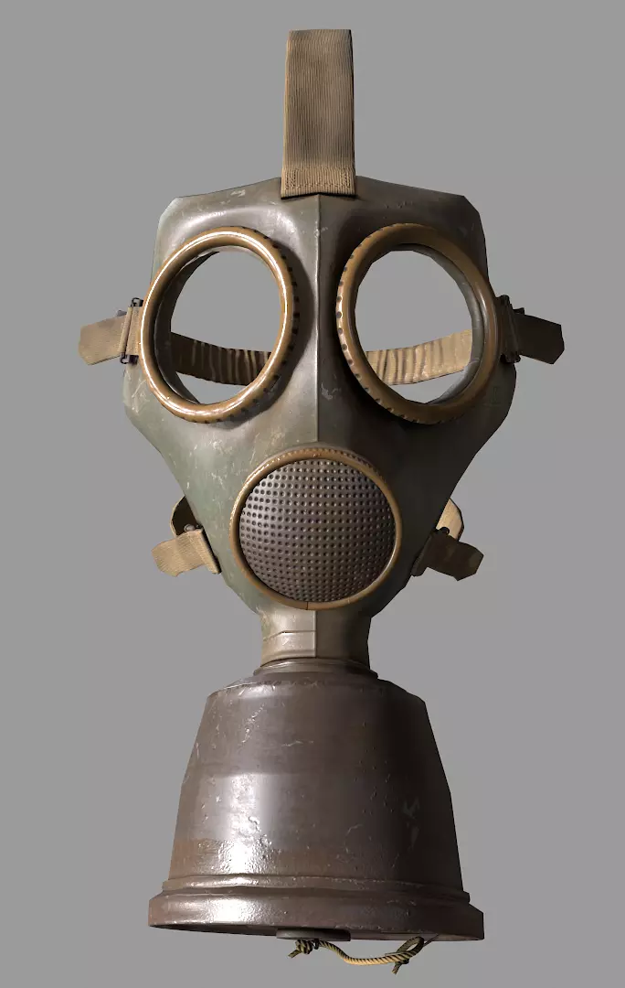 Gas Mask Low-poly 3D model_0