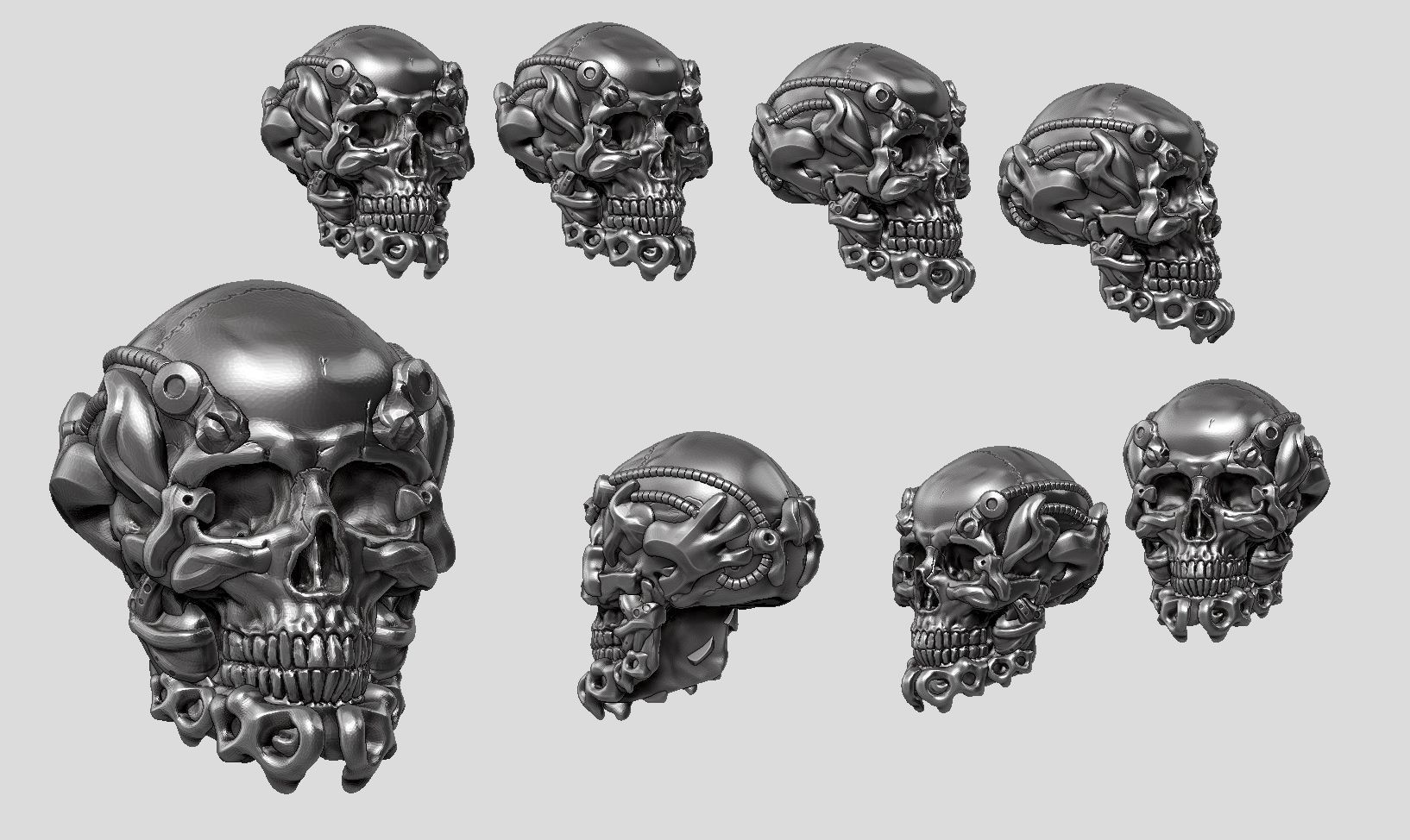 skull robot head a11 3d print mode 3D print model_2