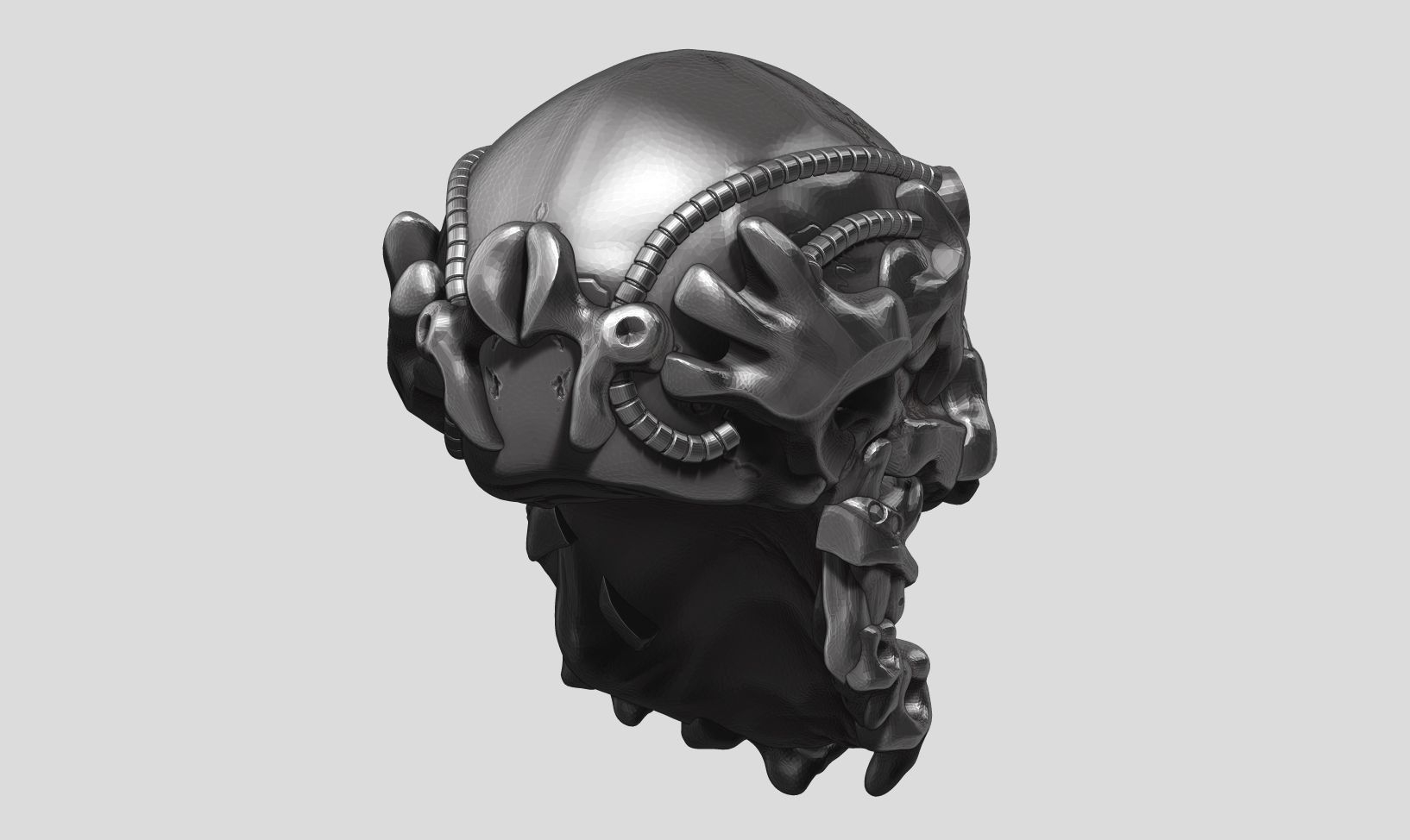 skull robot head a11 3d print mode 3D print model_7