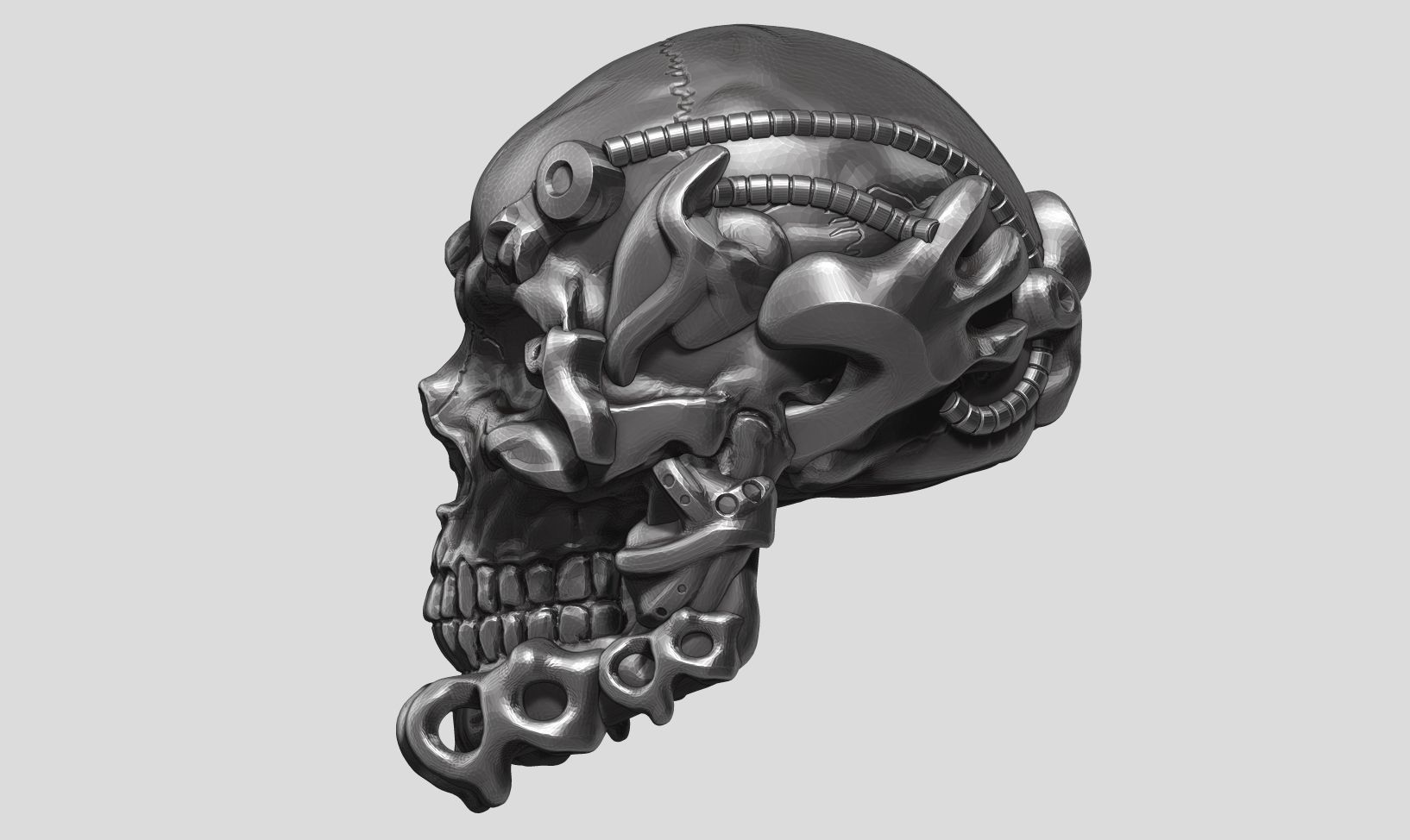 skull robot head a11 3d print mode 3D print model_10
