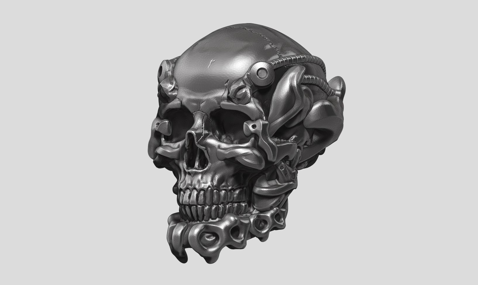 skull robot head a11 3d print mode 3D print model_11